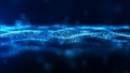 Digital abstract blue color wave particles flow background Royalty Free Stock Photo