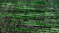 Digital abstract data, streaming code background with green matrix effect. Animation. Programming, coding, hacker
