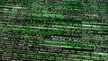 Digital abstract data, streaming code background with green matrix effect. Animation. Programming, coding, hacker Royalty Free Stock Photo