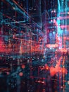 A digital abstract depicting massive information streams, complex graphs, and interfaces representing AI data processing Royalty Free Stock Photo