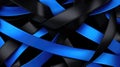 A digital abstract featuring ribbons of luminous blue crisscrossing against a sleek, dark backdrop, creating a sense of
