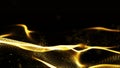 Digital abstract gold color wave particles flow background