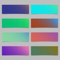 Digital abstract halftone dot pattern banner template background design set - horizontal rectangle vector graphics Royalty Free Stock Photo