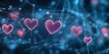 Digital Abstract Illustration of Glowing Hearts Connected by Network in a Modern Design Royalty Free Stock Photo