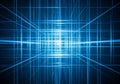 A digital abstract image featuring a network of bright blue lines forming a three-dimensional grid Royalty Free Stock Photo