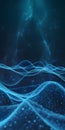 A digital abstract image featuring wave-like patterns in blue hues against a dark background Royalty Free Stock Photo
