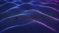 Abstract digital landscape with blue and purple dots forming a wavy surface in perspective view Royalty Free Stock Photo