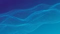 Digital abstract landscape of a flowing wave pattern formed by countless small blue dots on a gradient background Royalty Free Stock Photo
