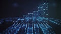 Digital abstract network with glowing blue nodes and lines forming a3D bar chart Royalty Free Stock Photo