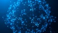 Digital abstract network of interconnected blue glowing nodes and lines on a dark background Keywords: abstract Royalty Free Stock Photo