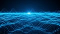 Digital abstract visualization of glowing blue sound waves or data streams Royalty Free Stock Photo