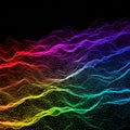 A digital abstract visualization with undulating waves of interconnected dots and Royalty Free Stock Photo