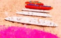 Digital Abstract Watercolor Of Surfboards On A Sandy Beach