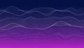 Digital Abstract Waveform of White Dots on a Dark Blue to Purple Gradient Background Royalty Free Stock Photo