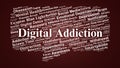 Digital Addiction Word Cloud. Exploring Tech Overuse, Mental Effects, Screen Behavior Royalty Free Stock Photo