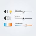 Digital adjustment interface featuring sliders for brightness, contrast, and Royalty Free Stock Photo