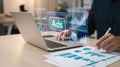 Digital advertising and marketing analytics concept. professional analyzes ad performance dashboard, showcasing customer Royalty Free Stock Photo