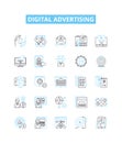 Digital advertising vector line icons set. Digital, Advertising, Online, Marketing, Campaign, Media, Promotion Royalty Free Stock Photo