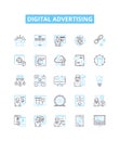 Digital advertising vector line icons set. Digital, Advertising, Online, Marketing, Campaign, Media, Promotion Royalty Free Stock Photo