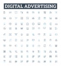 Digital advertising vector line icons set. Digital, Advertising, Online, Marketing, Campaign, Media, Promotion Royalty Free Stock Photo