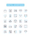 Digital advertising vector line icons set. Digital, Advertising, Online, Marketing, Campaign, Media, Promotion Royalty Free Stock Photo