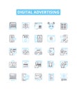 Digital advertising vector line icons set. Digital, Advertising, Online, Marketing, Campaign, Media, Promotion Royalty Free Stock Photo