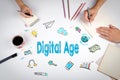 Digital Age Concept. The meeting at the white office table Royalty Free Stock Photo