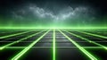 Exploring the Intersection of Cybersecurity Cloud and Data Protection with a Neon Green Grid Visual Royalty Free Stock Photo
