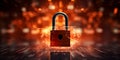 Digital age security concept with padlock protecting information technology in cyber world. Concept