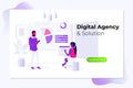 Digital agency. Time management and office situations. Landing page template. Flat vector illustration Royalty Free Stock Photo