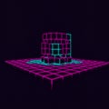A digital, AI-generated image featuring a glowing geometric structure of cubes. The Royalty Free Stock Photo