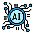 Digital ai icon outline vector. Artificial brain