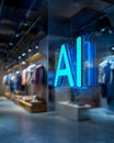 Digital ai technology concept in a clothing retail store Royalty Free Stock Photo