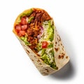 Digital Airbrushed Chicken Burrito On White Background