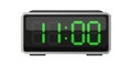 Digital alarm clock. Eleven hours time. Time 11 00. Green numbers vector. Royalty Free Stock Photo