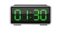 Digital alarm clock. One thirty displayed. Time 01 30. Green numbers vector. Electronic LED display. Royalty Free Stock Photo