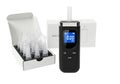 Digital alcohol breathalyzer device with mouthpieces and carrying case for accurate bac testing Royalty Free Stock Photo