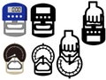 Digital and analog grip dynamometer illustrations and icons