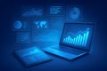 Digital analytics dashboard with charts and graphs on laptop and tablet screens data analysis digital dashboard Royalty Free Stock Photo