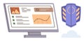 Digital Analytics Dashboard with Security Shield Symbol Highlighting Safe Data Management Royalty Free Stock Photo