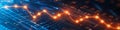 Digital Analytics with Dynamic Graph, Grid Pattern, and Glowing Points in Blue and Orange Tones. Royalty Free Stock Photo