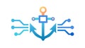 Digital Anchor with Circuitry, Network Stability and Cybersecurity, vector design Generative AI Royalty Free Stock Photo