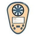 Digital anemometer measuring wind speed with display showing air velocity