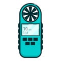Digital anemometer measuring wind speed with impeller and display screen