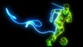 Digital animation of a fottball player that lighting up on neon style