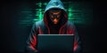 Digital Anonymous Phantom: The Masked Virtuoso of the Cyber Realm. Hacker in mask. Generative AI