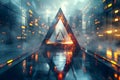 Digital Apex: Futuristic Triangle Core. Concept Abstract Art, Geometric Design, Technology