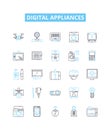 Digital appliances vector line icons set. Digital, appliances, technology, smart, electronics, gadgets, AI illustration