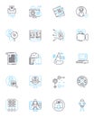 Digital applications linear icons set. Innovation, Interaction, Integration, Automation, Communication, Connectivity