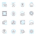 Digital applications linear icons set. Innovation, Interaction, Integration, Automation, Communication, Connectivity